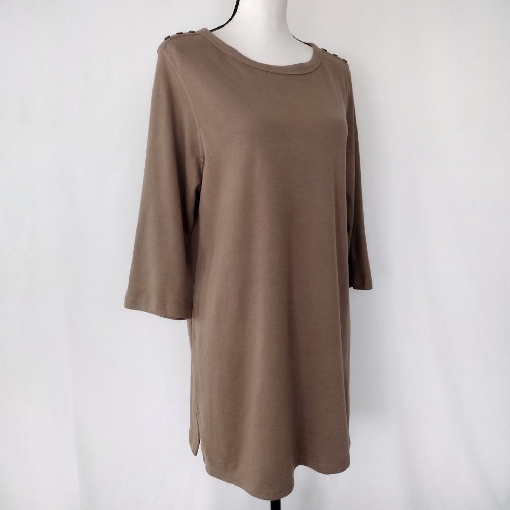 Blair Brown Knit 3/4 Sleeve Casual Tunic Top - Picture 3 of 10